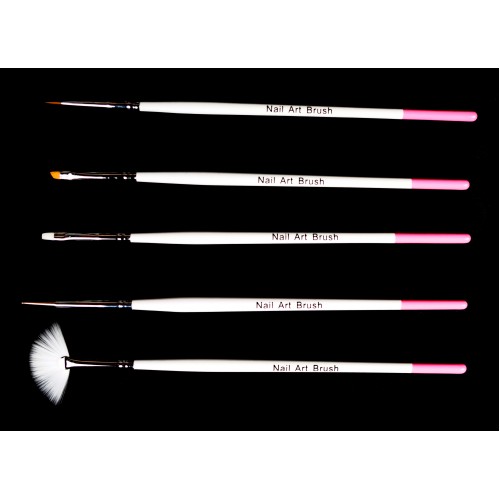 5 Piece Nail Art Brushes - White